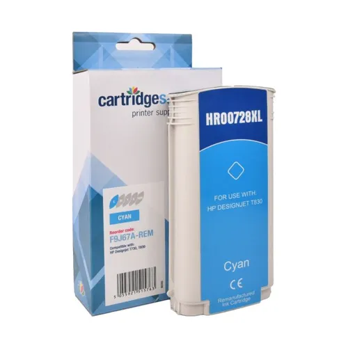 Compatible HP 728 Cyan High Capacity Ink Cartridge - (F9J67A)