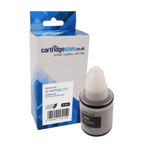 Compatible Canon GI-490 Pigment Black Ink Bottle - (GI-490PGBK)
