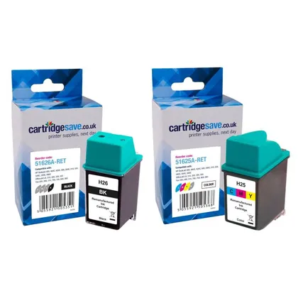 Compatible HP 26 / 25 High Capacity Black & Tri-Colour Ink Cartridge Multipack