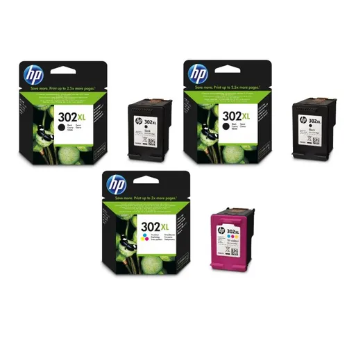 HP 302XL High Capacity 2 x Black & 1 x Tri-Colour Ink Cartridge Multipack