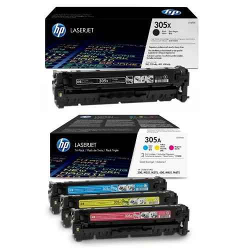 HP 305X / 305A 4 Colour Toner Cartridge Multipack (CE410X & CF370AM)