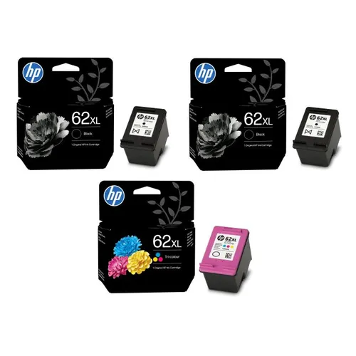 HP 62XL High Capacity 2 x Black & 1 x Tri-Colour Ink Cartridge Multipack