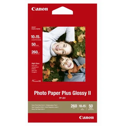 Canon PP-201 265gsm 10x15cm Glossy Photo Paper Plus II (2311B003 50-Sheets Inkjet Photo Paper 4x6in.)