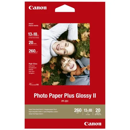 Canon 260gsm PP-201 13x18cm Glossy Photo Paper Plus II (2311B018 20 Sheets Inkjet Photo Paper 7x5in.)