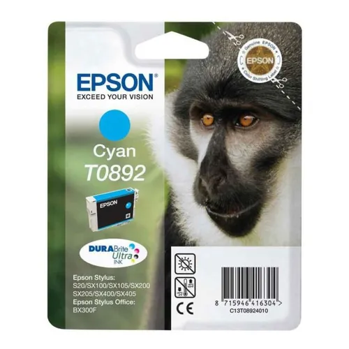 Epson T0892 Cyan Ink Cartridge - (C13T089240 Monkey)