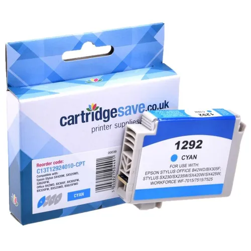 Compatible Epson T1292 High Capacity Cyan Printer Cartridge - (Apple)