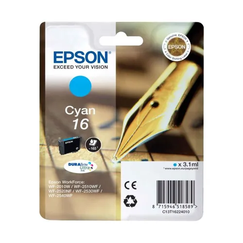 Epson 16 Cyan Ink Cartridge - (T1622 Pen and Crossword)