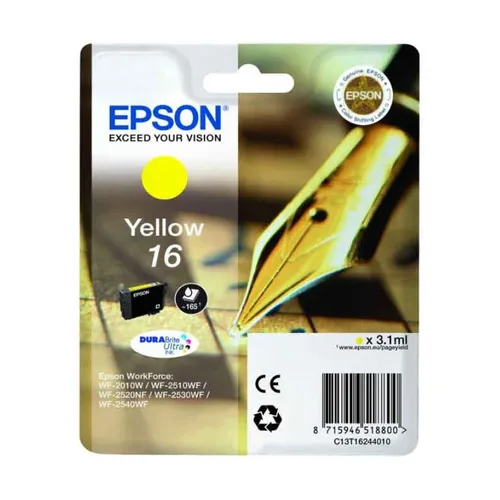 Epson 16 Yellow Ink Cartridge - (T1624 Pen and Crossword)