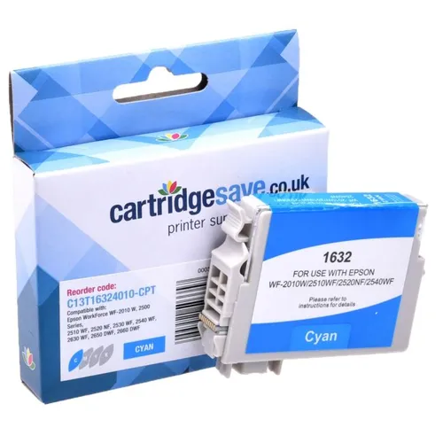 Compatible Epson 16XL High Capacity Cyan Ink Cartridge - (T1632 Pen and Crossword)