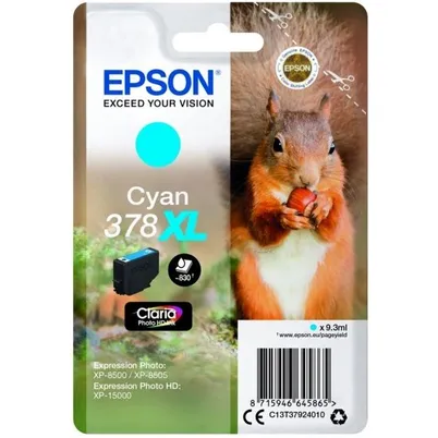 Epson 378XL High Capacity Cyan Ink Cartridge - (T3792 Squirrel)