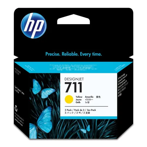 HP 711 3 x Yellow Ink Cartridge Multipack - (CZ136A)