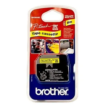 Brother MK631BZ Black On Yellow Plastic Adhesive Labelling Tape - Non-Laminated 12mm x 8m