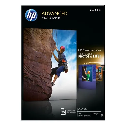 HP 250gsm A4 Advanced Glossy Photo Paper (Q5456A 25 Sheets Inkjet Photo Paper 210 x 297mm)