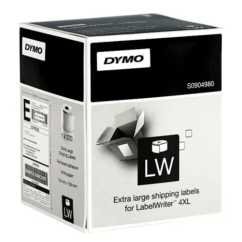 Dymo S0904980 Extra Large Shipping Labels 1 x 220 Adhesive Labels 104mm x 159mm (S0904980)