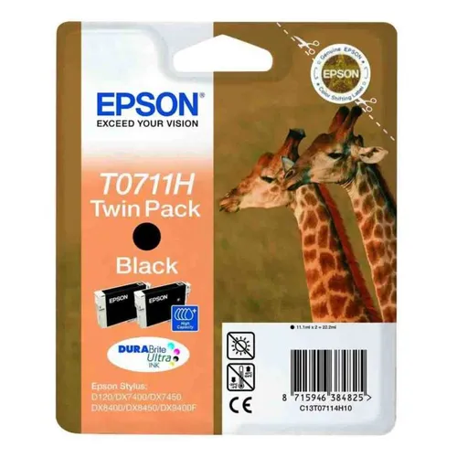 Epson T0711H Multipack High Capacity Black Ink Cartridge Twin Pack - (C13T07114H10 Giraffe)
