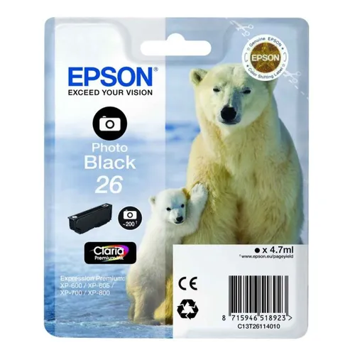 Epson 26 Photo Black Ink Cartridge - (T2611 Polar Bear)