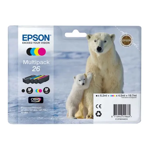 Epson 26 4 Colour Ink Cartridge Multipack - (T2616 Polar Bear)