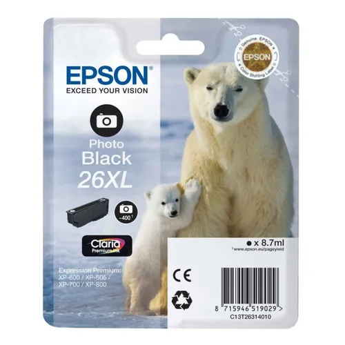 Epson 26XL Photo Black High Capacity Ink Cartridge - (T2631 Polar Bear)
