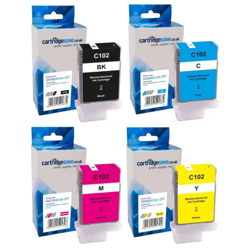 Compatible Canon PFI-102 4 Colour Ink Cartridge Multipack