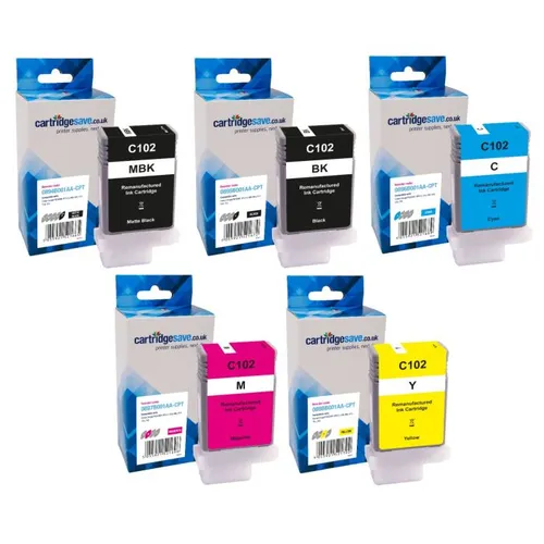 Compatible Canon PFI-102 5 Colour Ink Cartridge Multipack