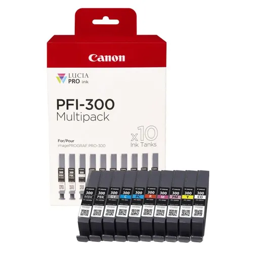 Canon PFI-300 10 Colour Ink Cartridge Multipack