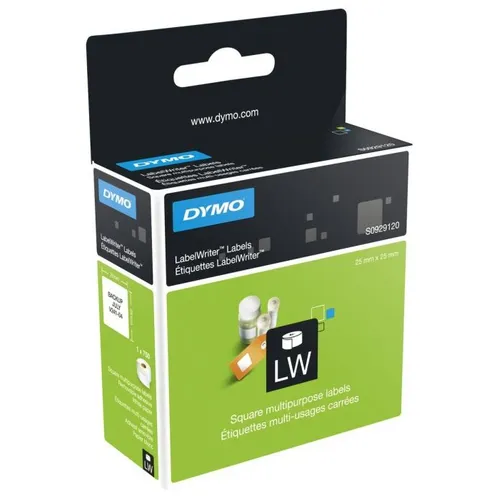 Dymo S0929120 Square Multi Purpose Adhesive Labels 1 x 750 Labels 25mm x 25mm