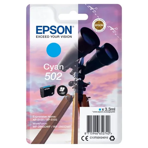 Epson 502 Cyan Ink Cartridge - (C13T02V24010 Binoculars)