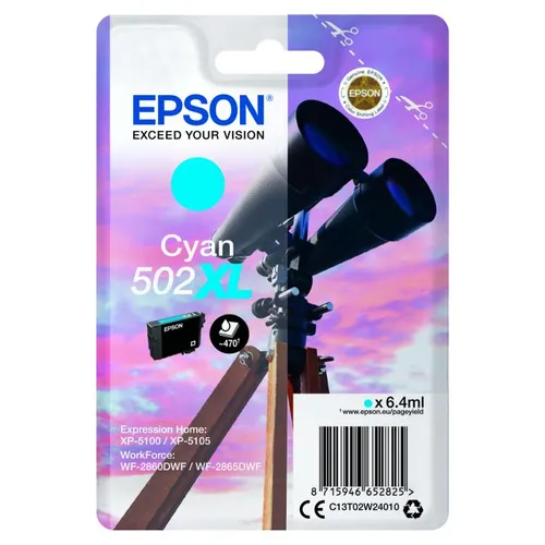 Epson 502XL High Capacity Cyan Ink Cartridge - (C13T02W24010 Binoculars)