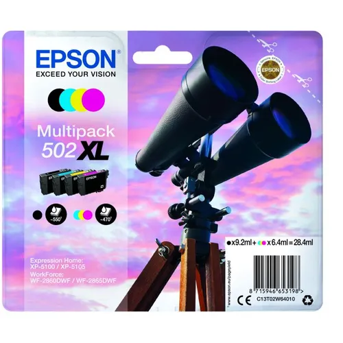 Epson 502XL High Capacity 4 Colour Ink Cartridge Multipack - (T02W6 Binoculars)