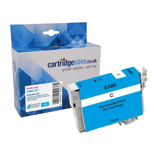 Compatible Epson T0802 Cyan Printer Cartridge - (C13T080240 Hummingbird)
