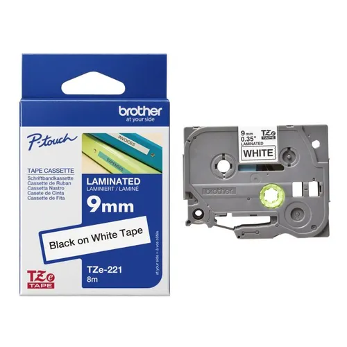 Brother TZe-221 Black On White Adhesive Labelling Tape 9mm x 8m