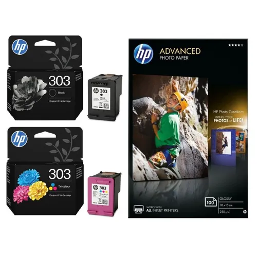 HP 303 Black & Tri-Colour Ink Multipack With Photo Paper - (Envy Photo Value Pack)