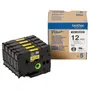 Brother HGE-631V5 Black On Yellow High Grade Laminated P-Touch Adhesive Labelling Tape 5 Pack 12mm x 8m