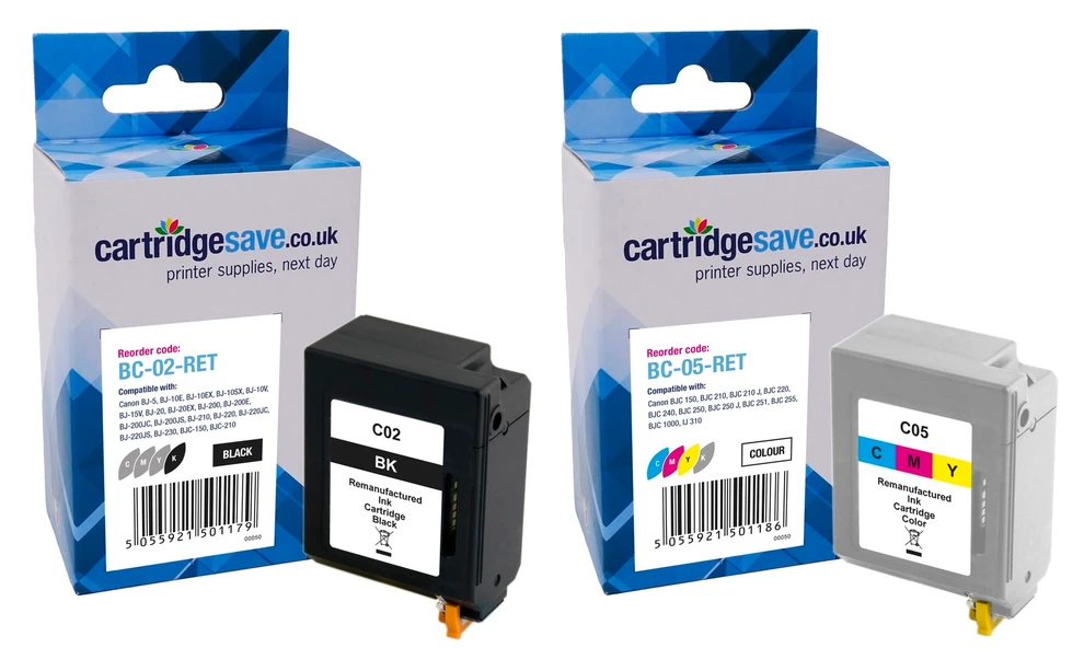 Buy Canon BC02 & BC05 Ink Cartridges - Compatible Black & Tri-Colour ...
