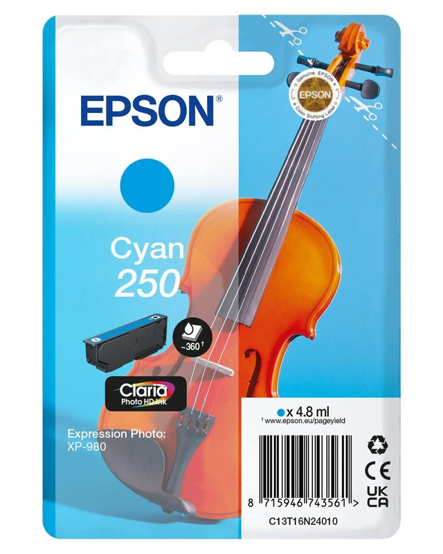 Epson 250 Cyan Ink Cartridge - (C13T16N24010 Violin)