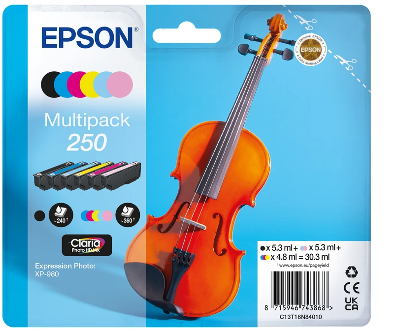 Epson 250 6 Colour Ink Cartridge Multipack - (C13T16N84010 Violin)