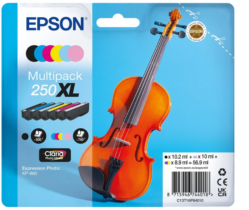 Epson 250XL 6 Colour High Capacity Ink Cartridge Multipack (C13T16P84010 Violin)
