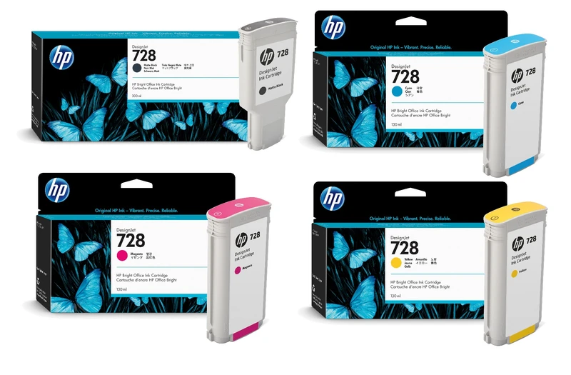 HP 728 Ink Cartridges - High Capacity 4 Colour HP 728 Printer