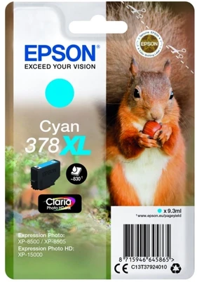 Epson 378XL High Capacity Cyan Ink Cartridge - (T3792 Squirrel)