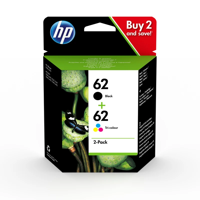 Black & Tri-Colour HP 62 Ink Cartridge Multipack (HP N9J71AE)
