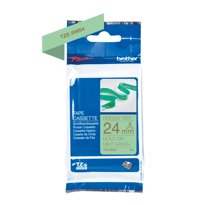 Brother TZE-RM54 Gold On Mint Green Non-Adhesive Ribbon Tape Cassette 24mm x 4m
