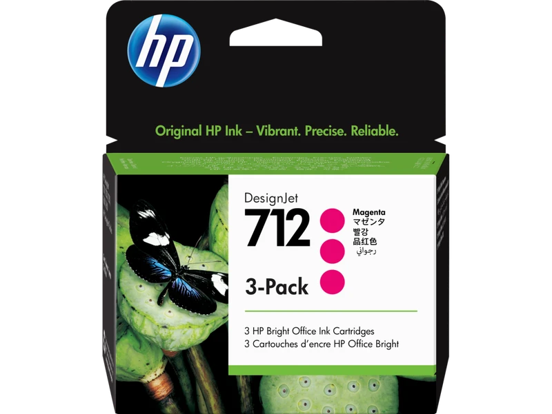 HP 712 3 Pack Magenta Ink Cartridge (3ED78AE)