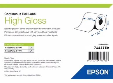 Epson 7113750 High Gloss Continuous Label Roll - (120 mm x 33 m)