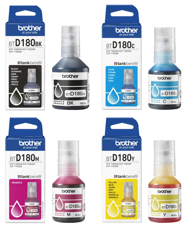 Brother BTD180 4 Colour Ink Bottle Multipack 