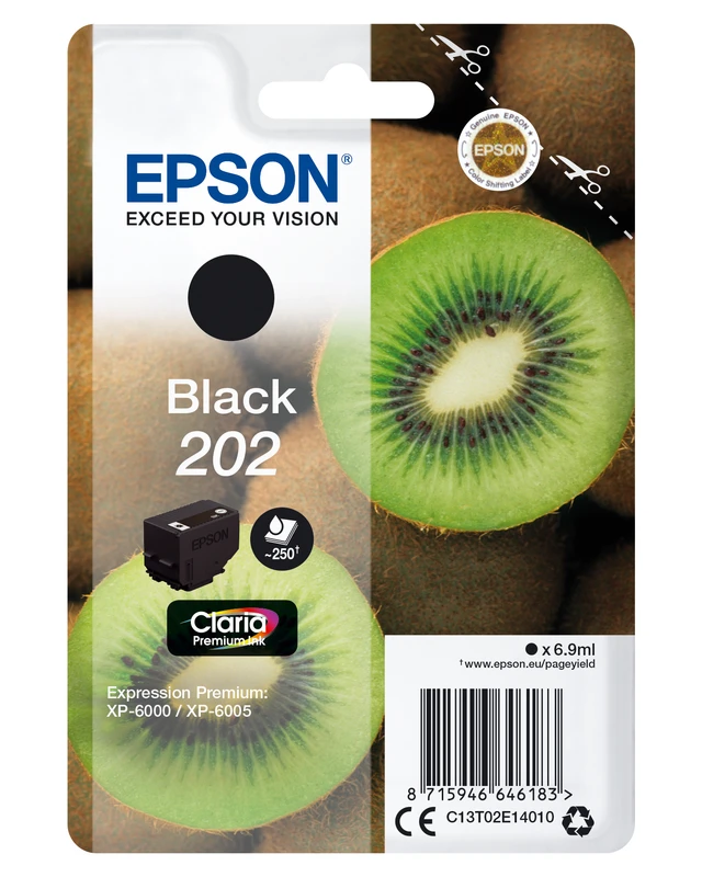 Epson 202 Black Ink Cartridge - (T02E1 Kiwi)