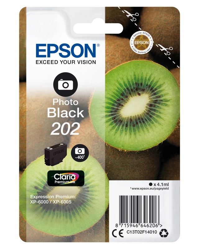 Epson 202 Photo Black Ink Cartridge - (T02F1 Kiwi)
