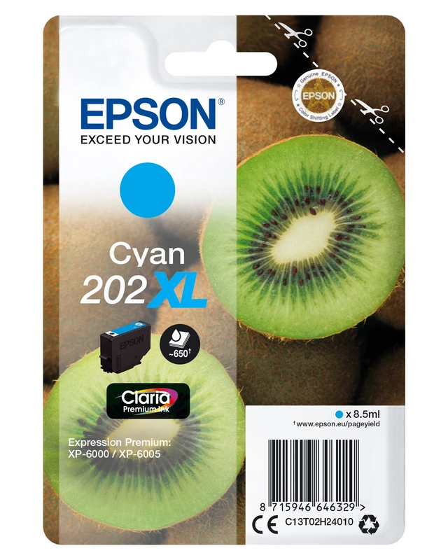 Epson 202XL Cyan High Capacity Ink Cartridge - (T02H2 Kiwi)