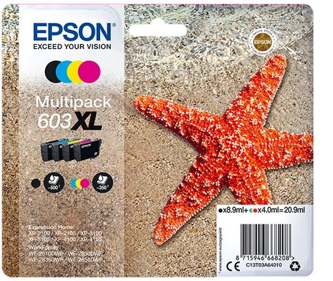 Epson 603XL High Capacity 4 Colour Ink Cartridge Multipack (C13T03A64010 Starfish)