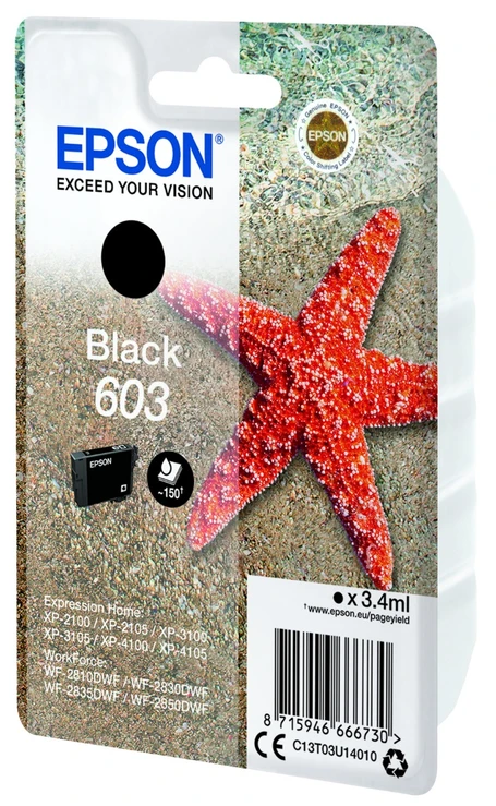 Epson 603 Black Ink Cartridge - (C13T03U14010 Starfish)