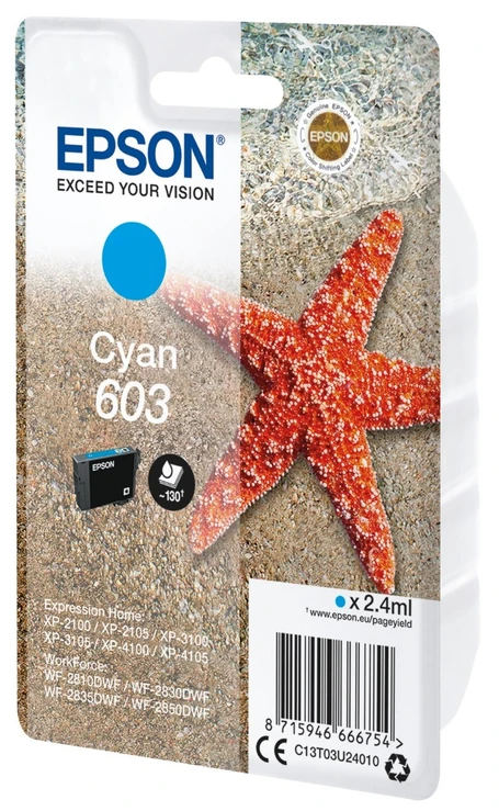 Epson 603 Cyan Ink Cartridge - (C13T03U24010 Starfish)